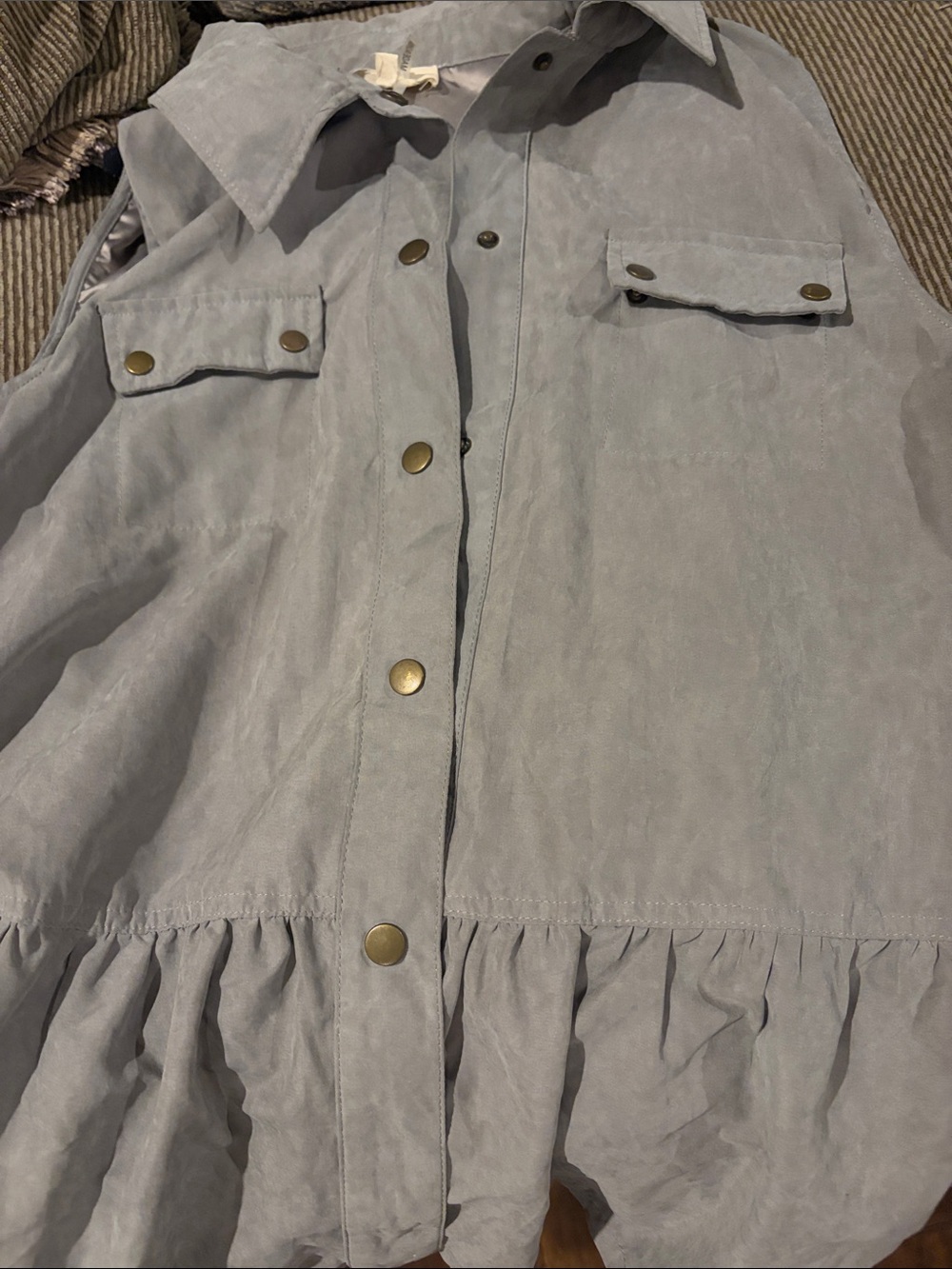 entro Light Gray Utility vest with Ruffle Hem